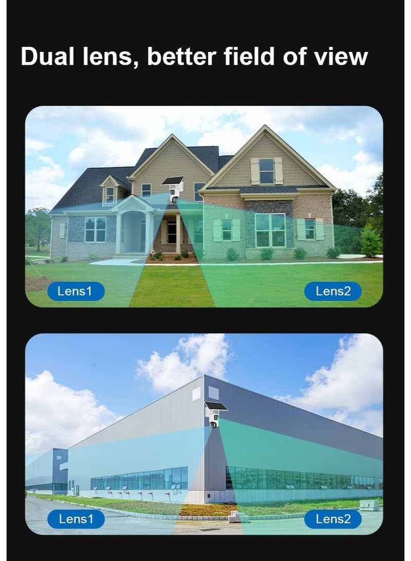 v380 كاميرا PTZ مزدوجة العدسة 4G بالطاقة الشمسية مع طاقة لمدة 365 يوم، كشف PIR للإنسان وإنذار، كاميرا أمان خارجية لاسلكية للمزارع والشوارع والمناطق النائية، مقاومة للعوامل الجوية IP65 - Image 4